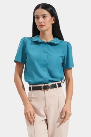 Lace Collar Button Down Shirt