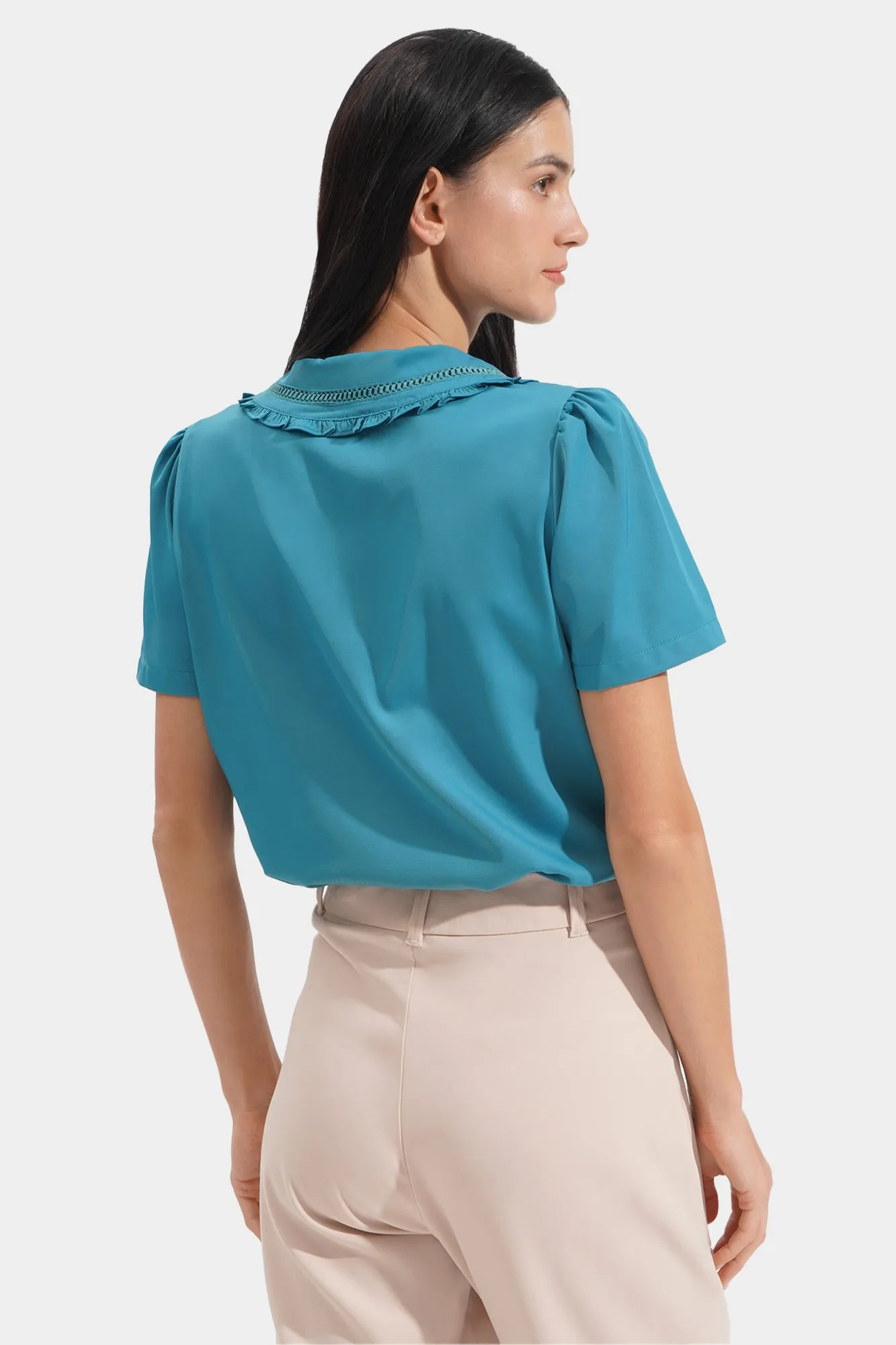 Lace Collar Button Down Shirt