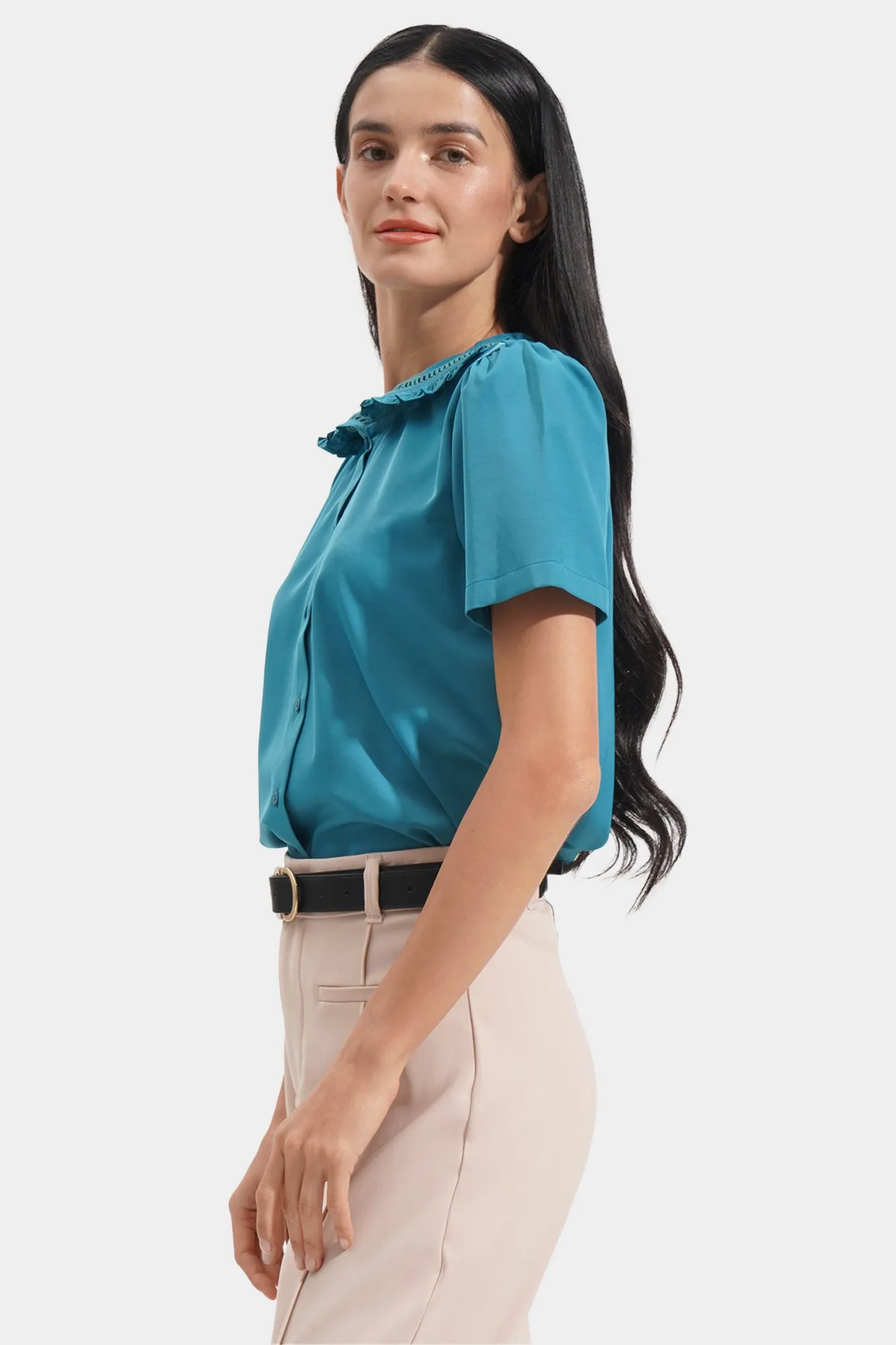 Lace Collar Button Down Shirt