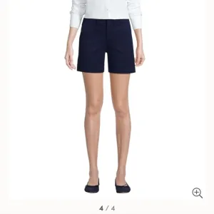 Lands End NWT Navy Cotton Chino Walking Shorts Bermuda High Waist 12 P