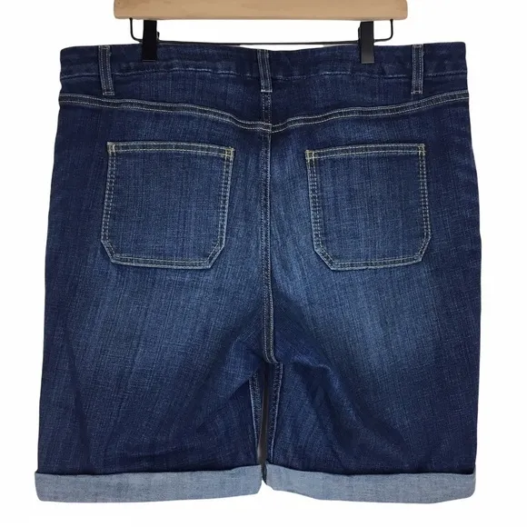 LANE BRYANT Jean Shorts Bermuda Length Dark Wash Cuff Stretch Denim Plus Size 18