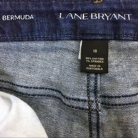 LANE BRYANT Jean Shorts Bermuda Length Dark Wash Cuff Stretch Denim Plus Size 18