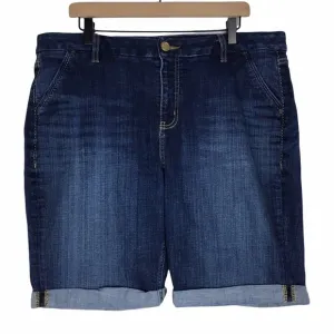 LANE BRYANT Jean Shorts Bermuda Length Dark Wash Cuff Stretch Denim Plus Size 18