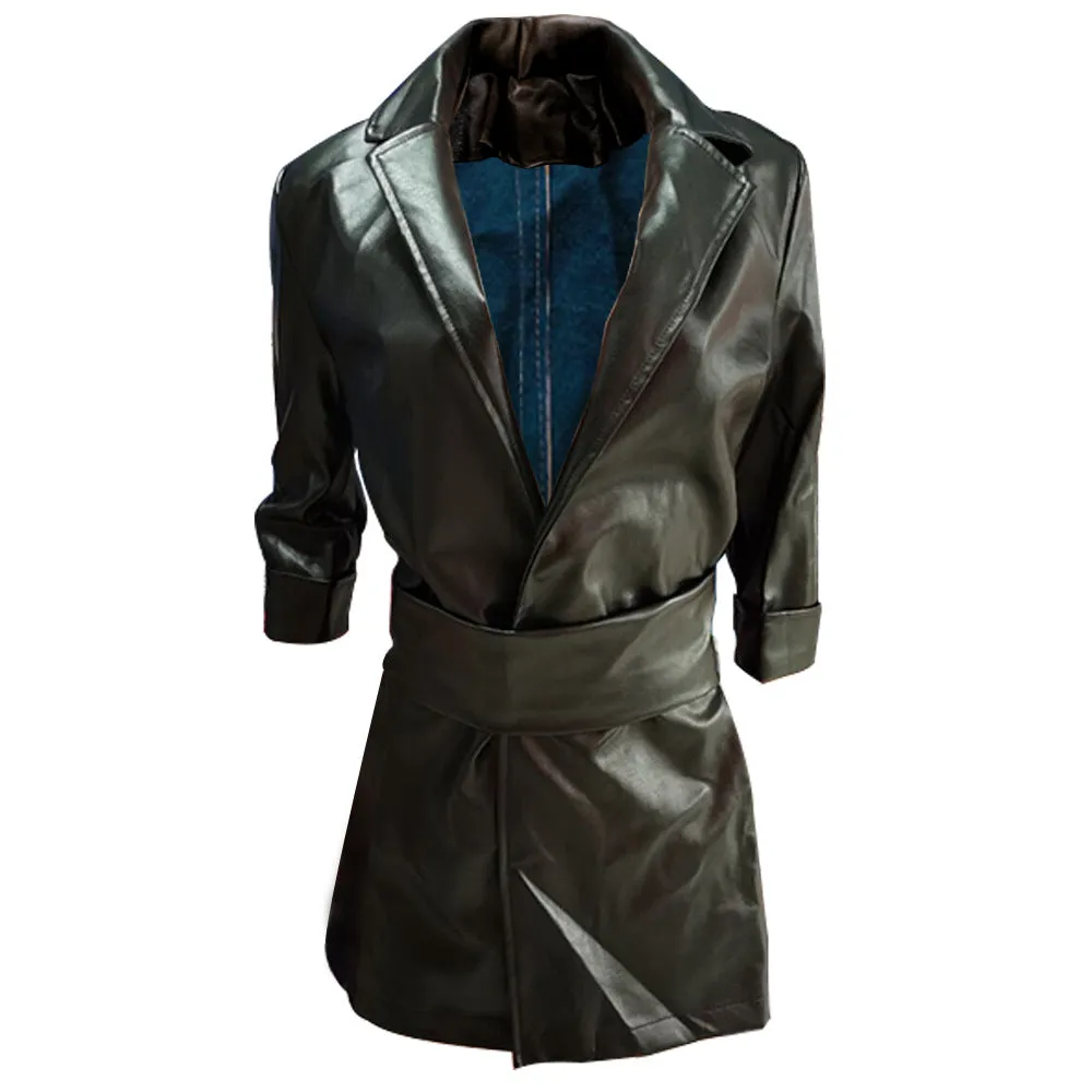 Lapel Blazer PU Belt Mini Dress Blazers Outerwear