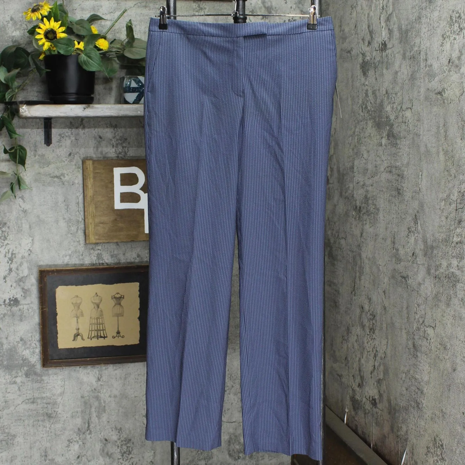 Le Suit Women's Pinstripe Slim Fit Suit Pants 50040831 Blue / Gray 10