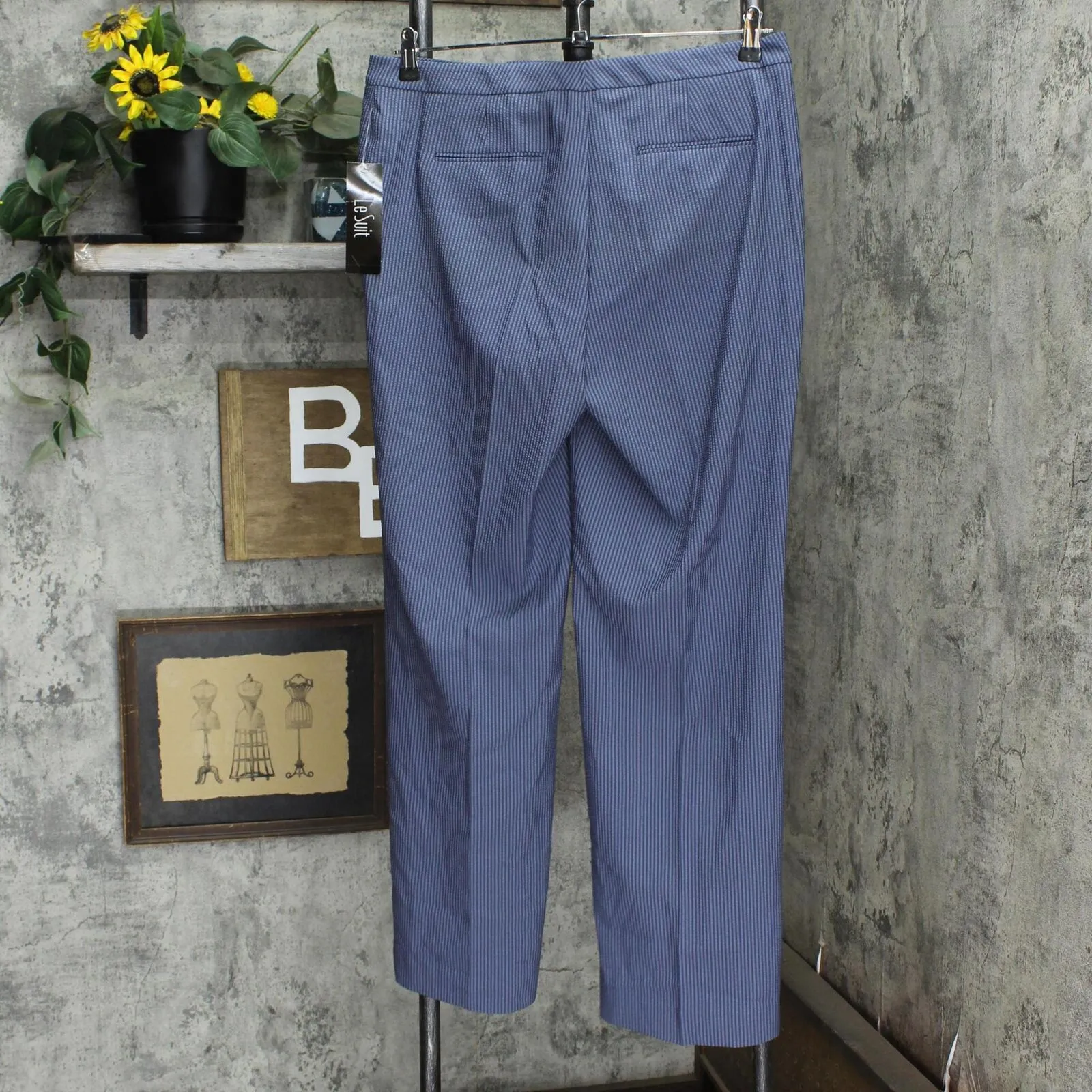 Le Suit Women's Pinstripe Slim Fit Suit Pants 50040831 Blue / Gray 10