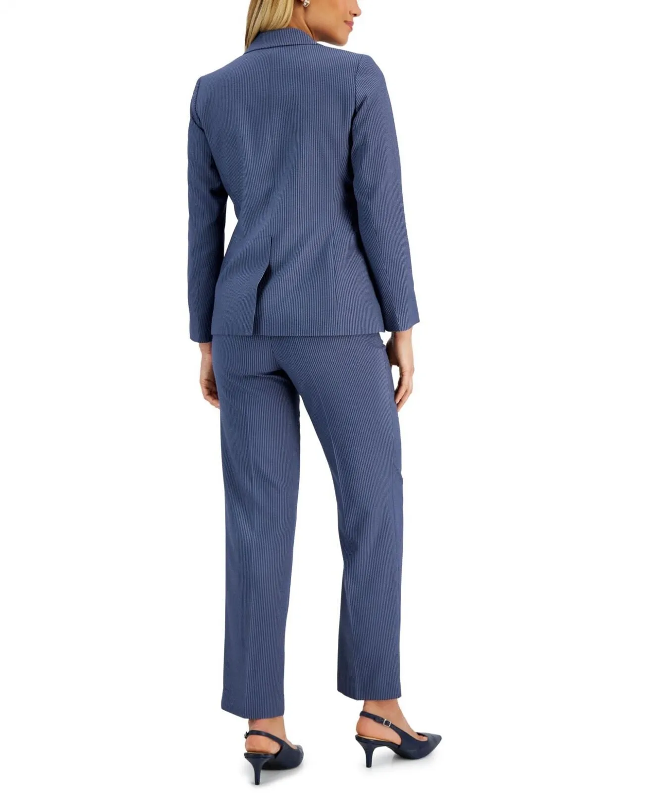 Le Suit Women's Pinstripe Slim Fit Suit Pants 50040831 Blue / Gray 10