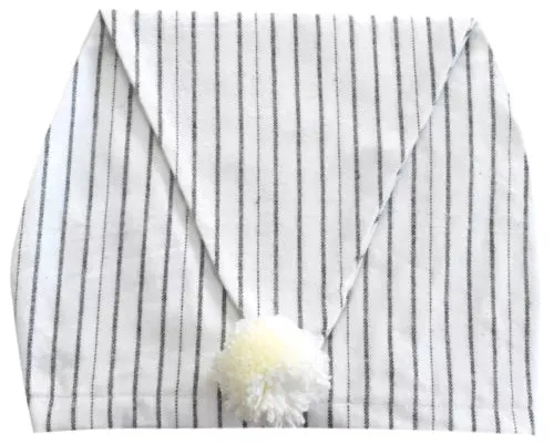Lee Valley Cotton Flannel Nightcap - Black Stripe on Ivory (LV1)