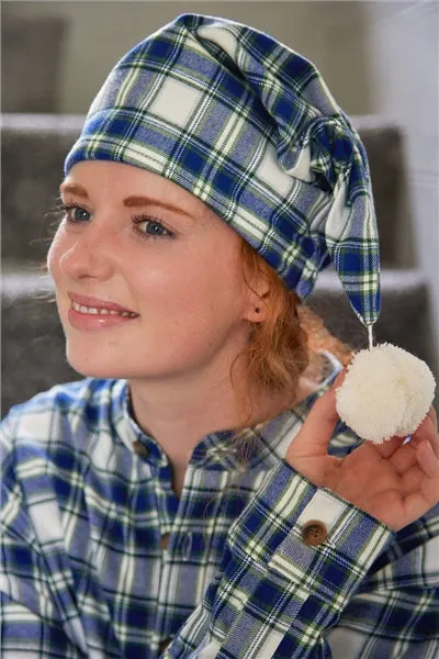 Lee Valley Cotton Flannel Nightcap - Douglas Blue Tartan (LV38)