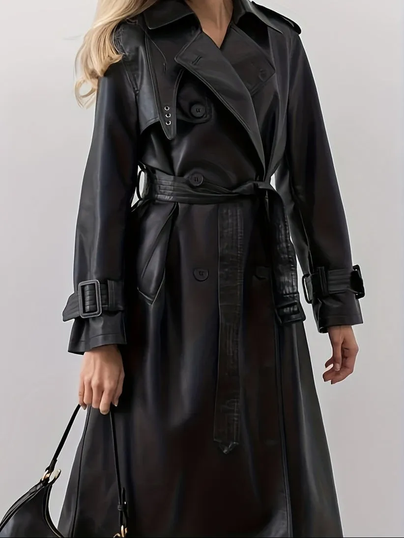 Lena Leather Trench Coat