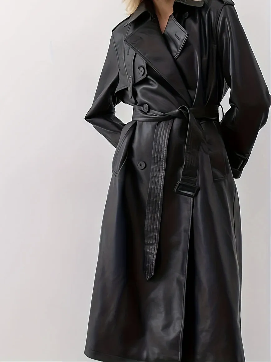 Lena Leather Trench Coat