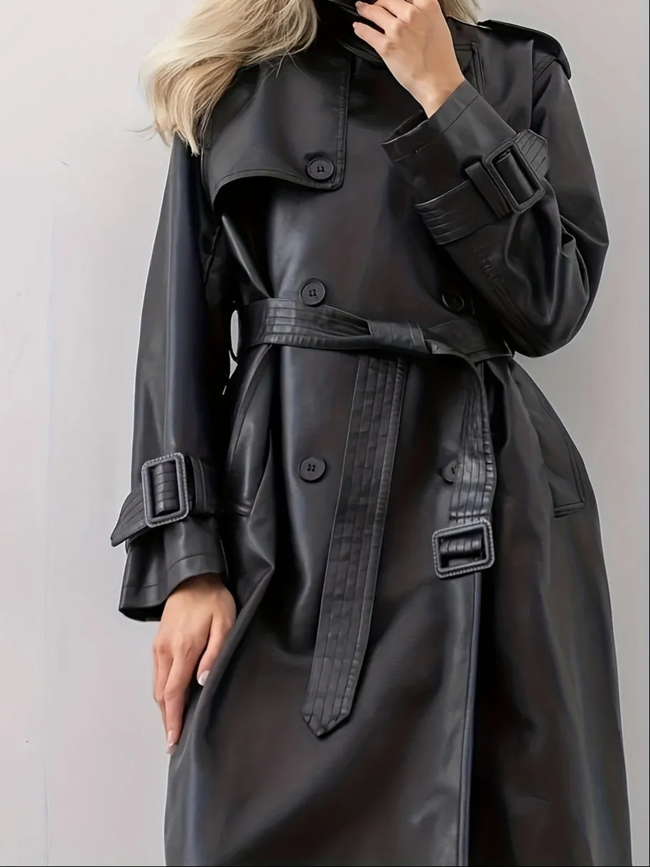 Lena Leather Trench Coat