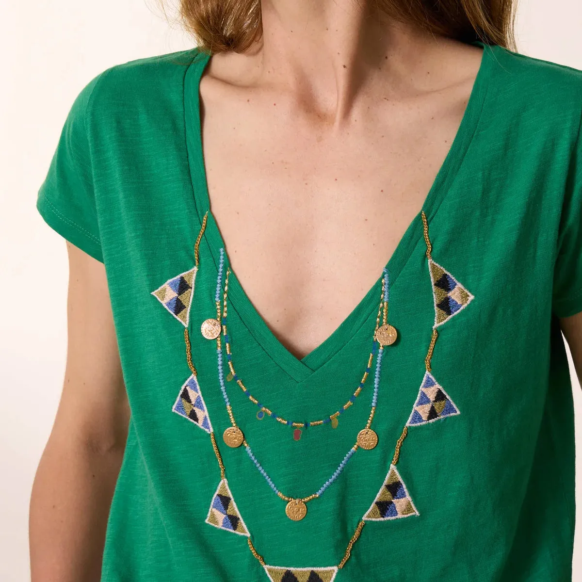 Leon & Harper Tonton T-Shirt Brodery Green