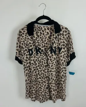 Leopard Print Button Down Pajama Top - Size 4/6