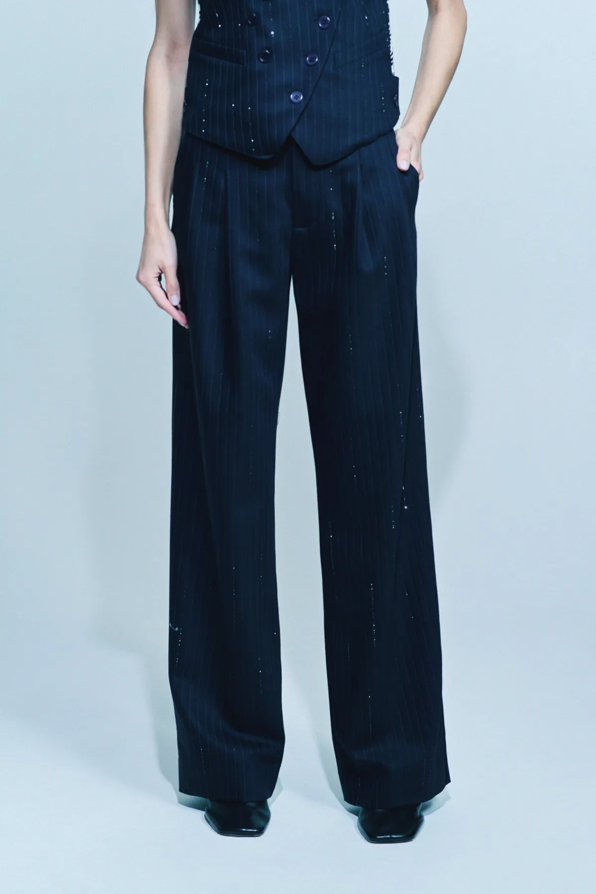 LIBERTINE | ‘CRYSTAL PINSTRIPE’ BAGGY TROUSERS