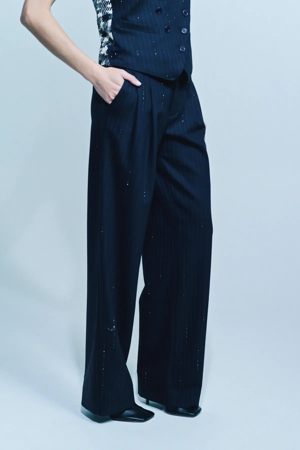 LIBERTINE | ‘CRYSTAL PINSTRIPE’ BAGGY TROUSERS