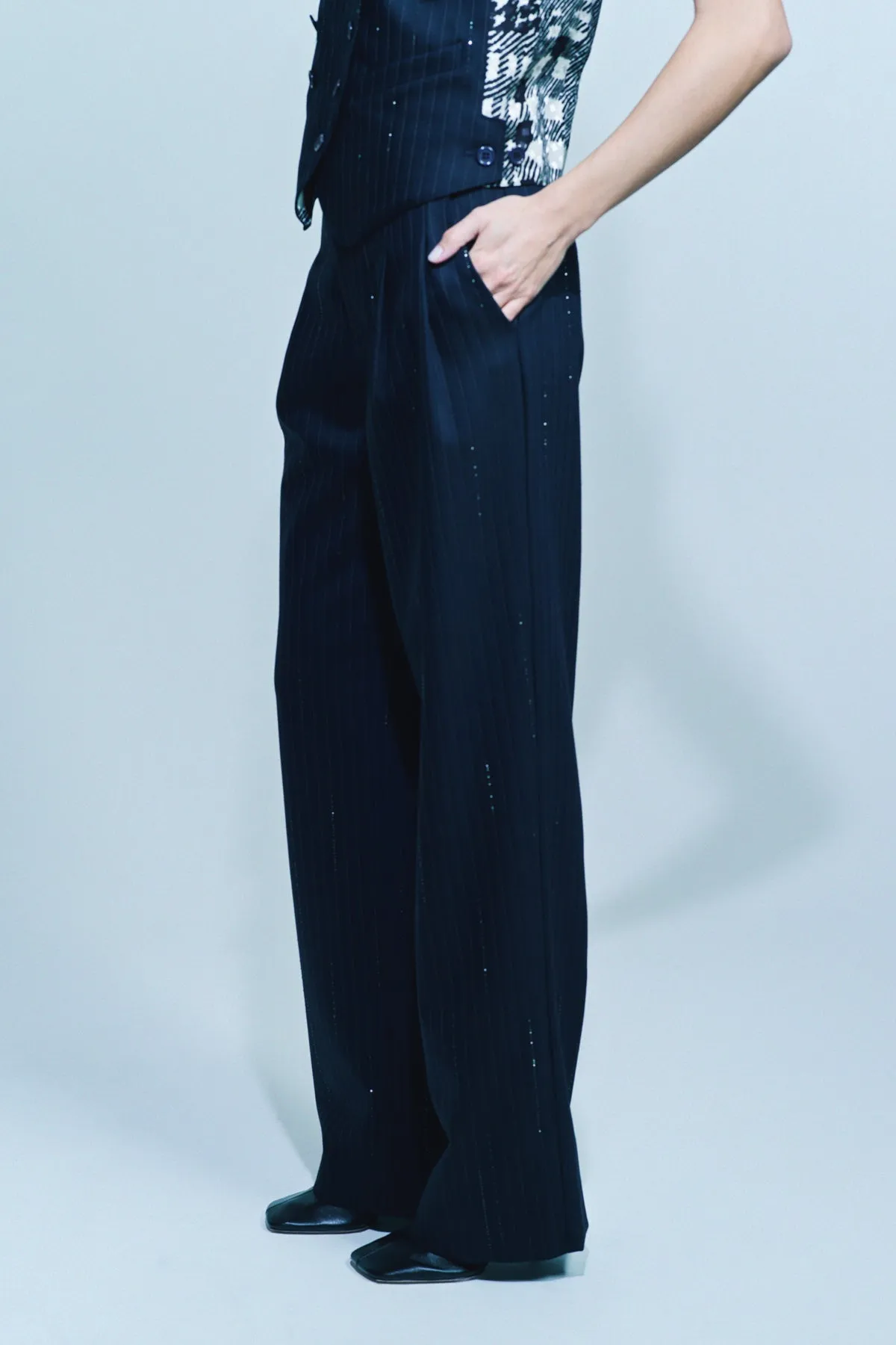 LIBERTINE | ‘CRYSTAL PINSTRIPE’ BAGGY TROUSERS