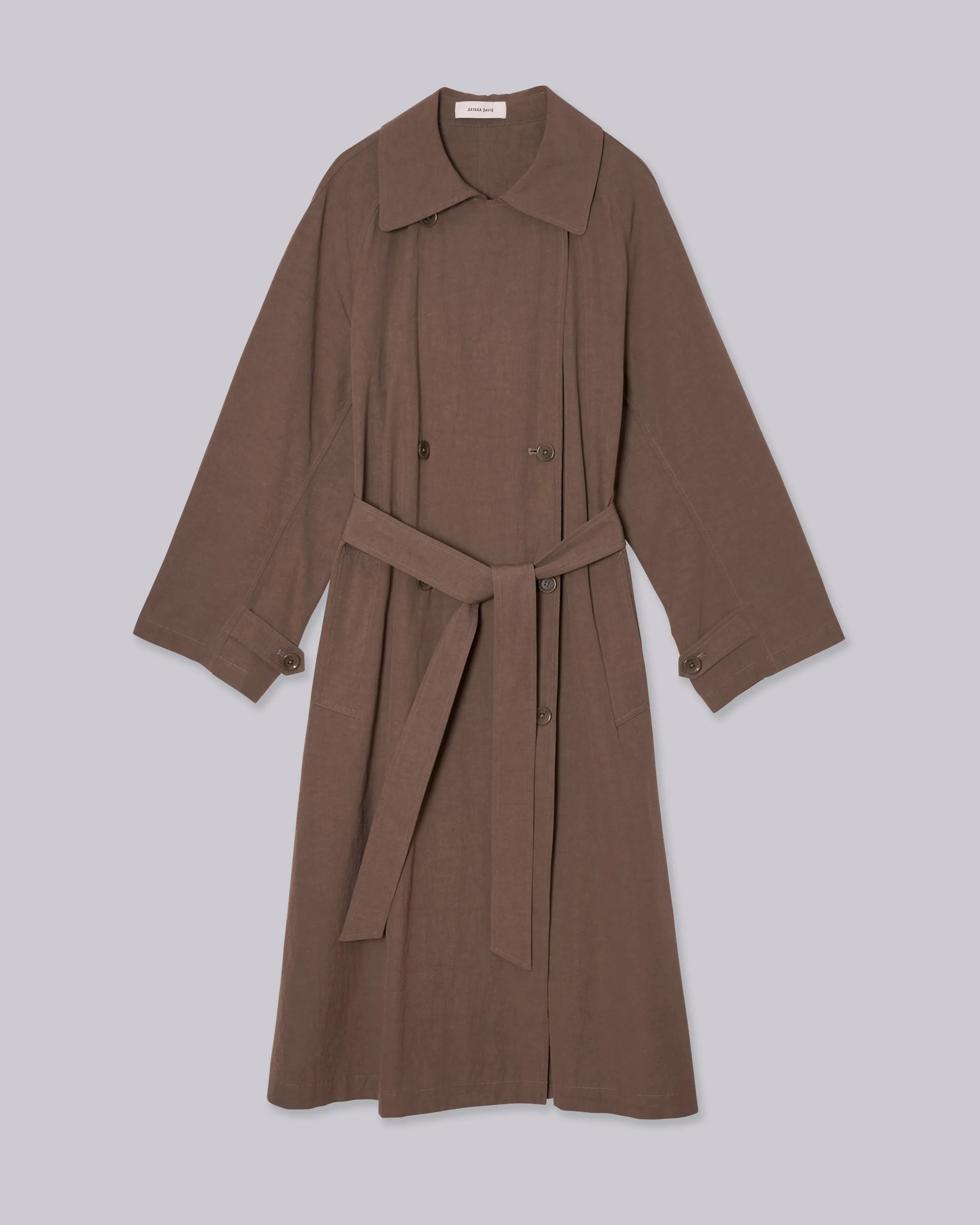 Light Trench Coat in Moss Gray