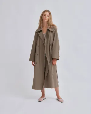 Light Trench Coat in Moss Gray
