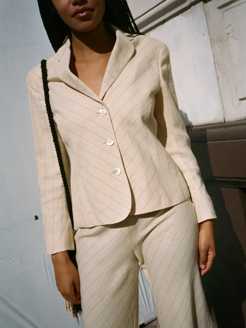 Lightweight Cream Stripe Suit