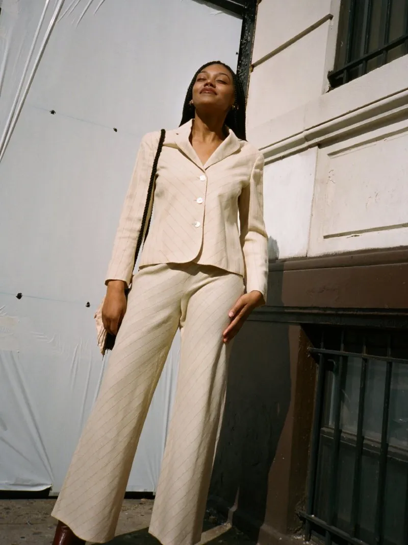 Lightweight Cream Stripe Suit
