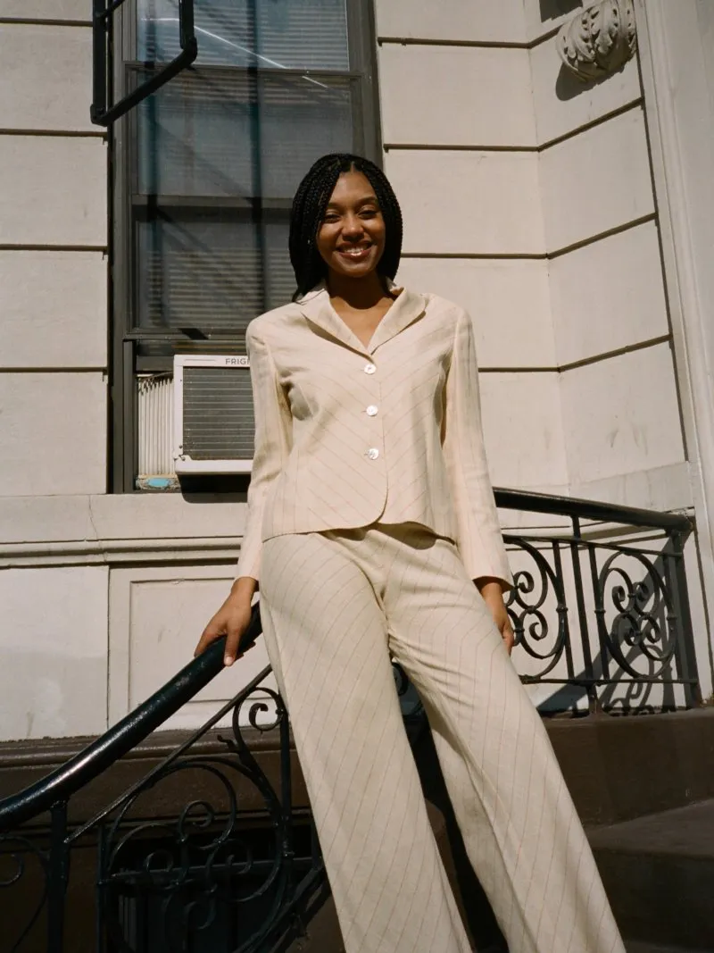 Lightweight Cream Stripe Suit