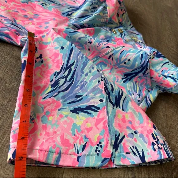 Lilly Pulitzer Luxletic Bettina 9” Stretch Bermuda Shorts - Pink Fan Sea- Size 6