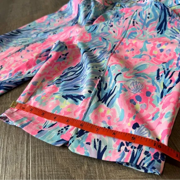 Lilly Pulitzer Luxletic Bettina 9” Stretch Bermuda Shorts - Pink Fan Sea- Size 6