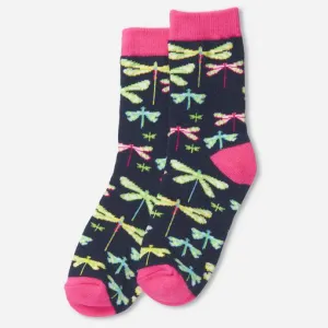 Little Blue House Crew Socks - Dragonflies