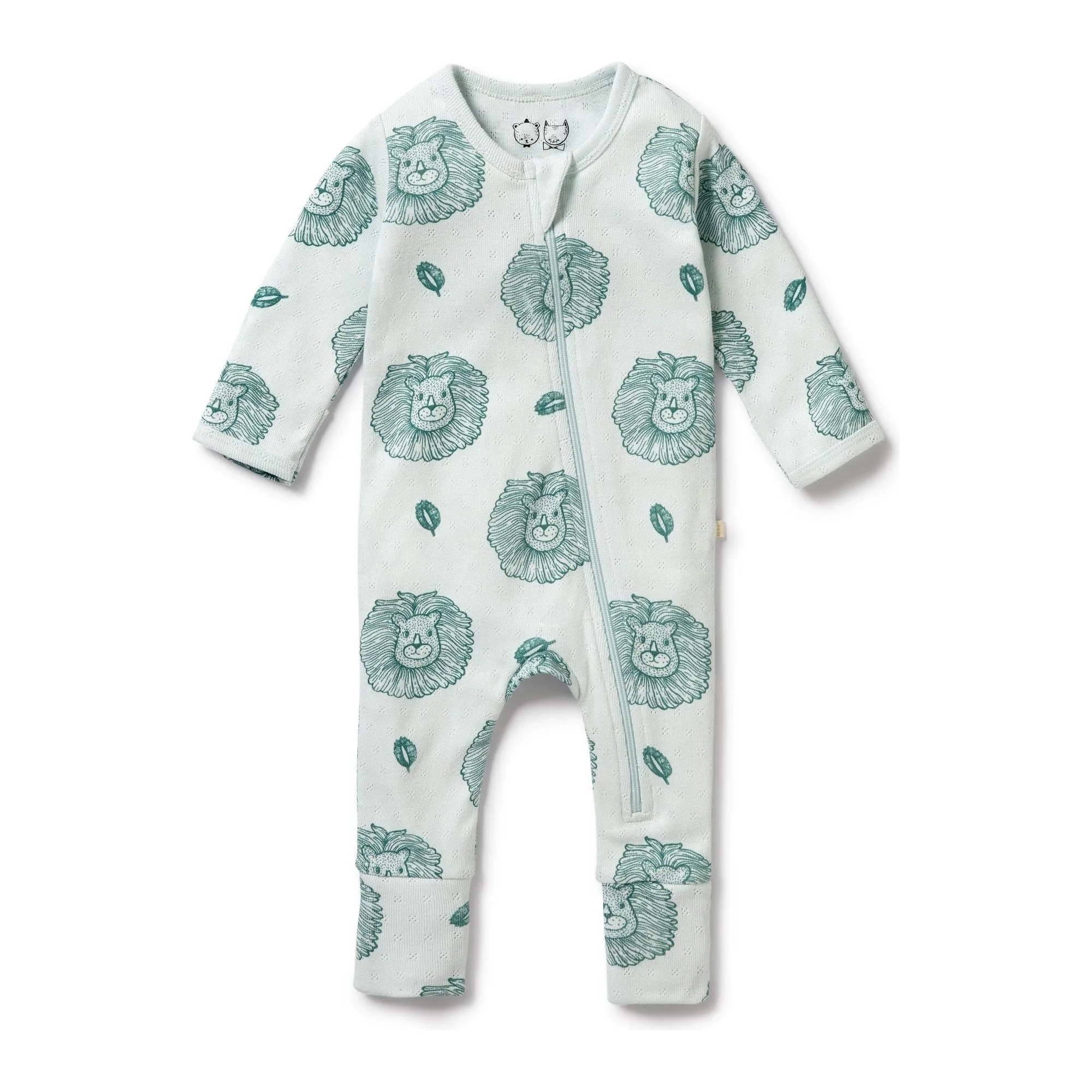 Little Lion Organic Pointelle Zipsuit with Feet