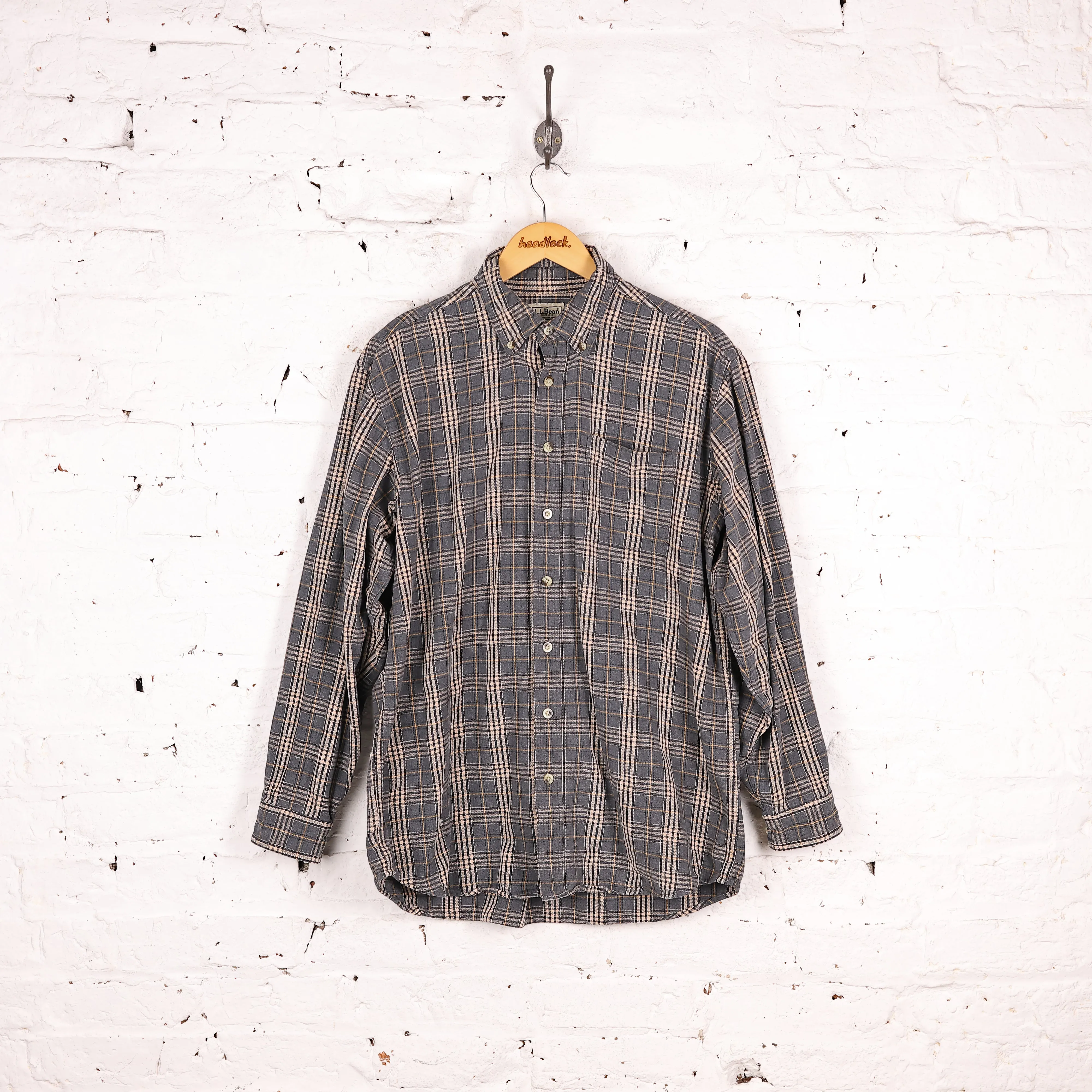 LL Bean Plaid Check Shirt - Grey - L