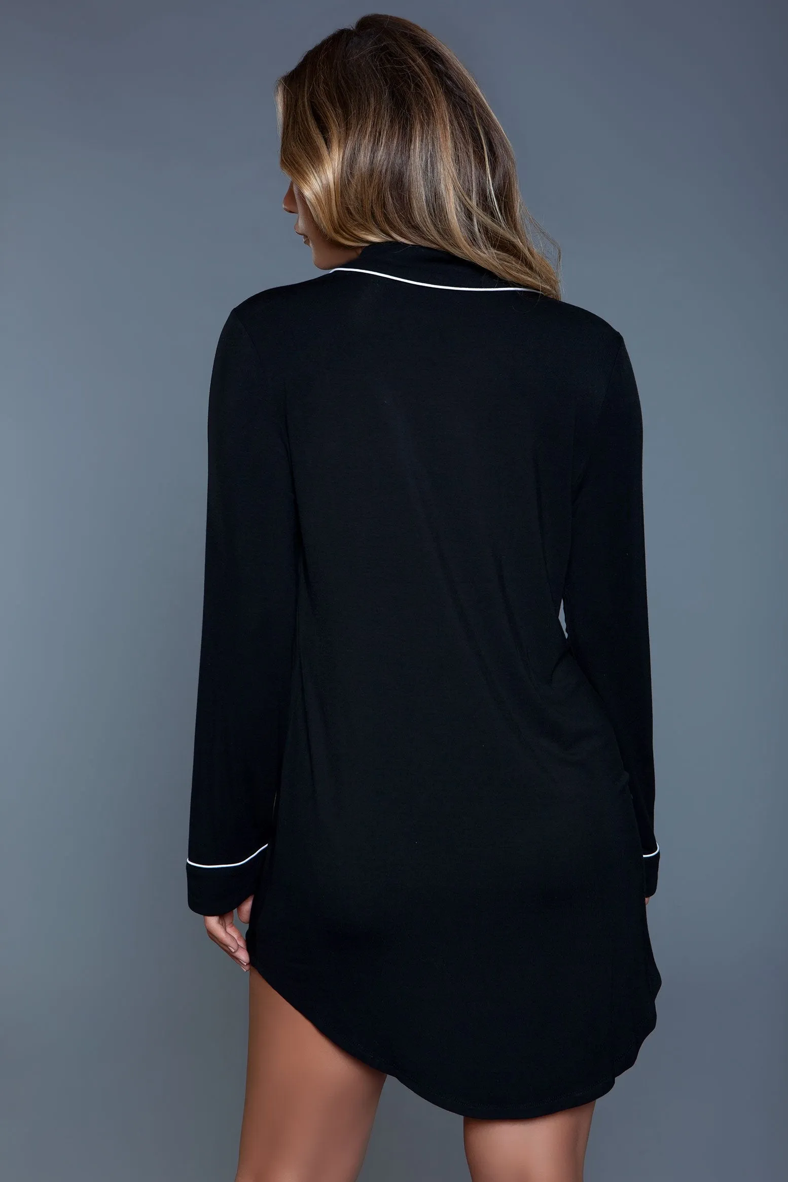 Long Sleeve Button Front Sleepshirt