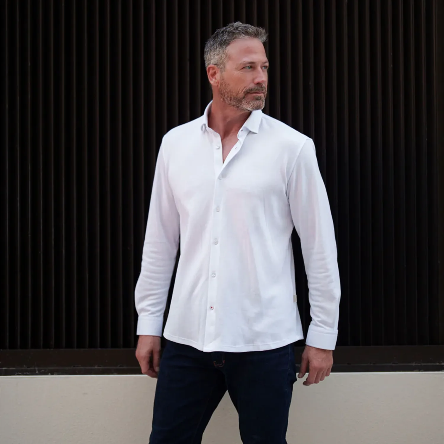 Long Sleeve Knit Pique Shirt