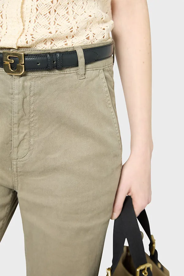 LOREEN WIDE LEG LINEN COTTON BLEND TROUSERS