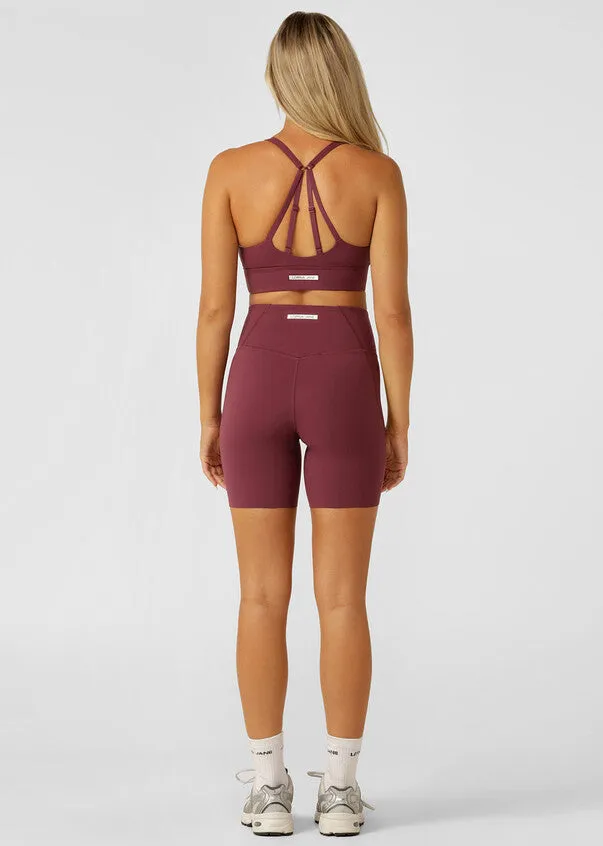 Lorna Jane Inspire Wrap Waist 16cm Bike Shorts - Mulberry