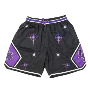 LOS ANGELES AIRBRUSH BASKETBALL SHORTS (BLACK/PURPLE)