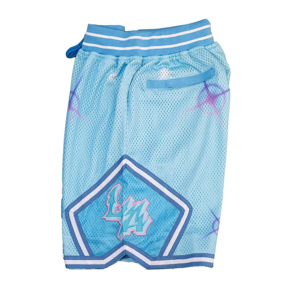 LOS ANGELES AIRBRUSH BASKETBALL SHORTS (LIGHT BLUE)