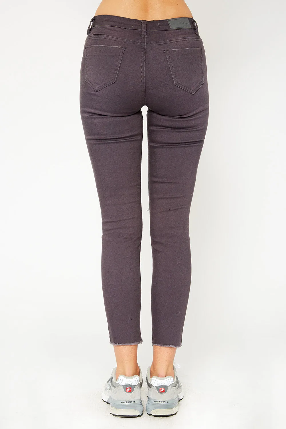 Low-rise charcoal skinny pants