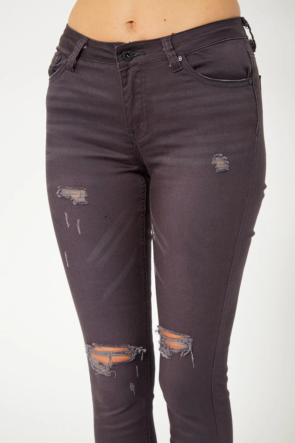 Low-rise charcoal skinny pants
