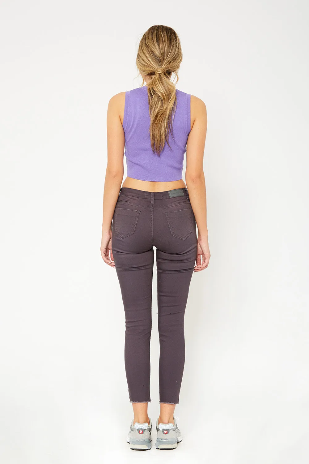 Low-rise charcoal skinny pants