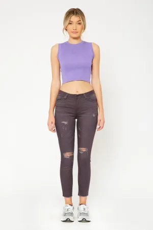 Low-rise charcoal skinny pants