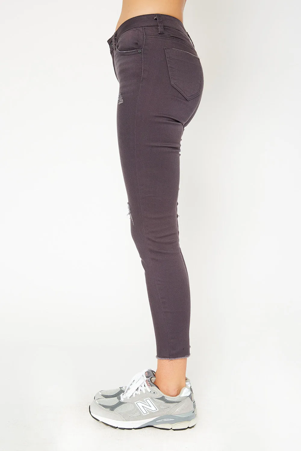 Low-rise charcoal skinny pants