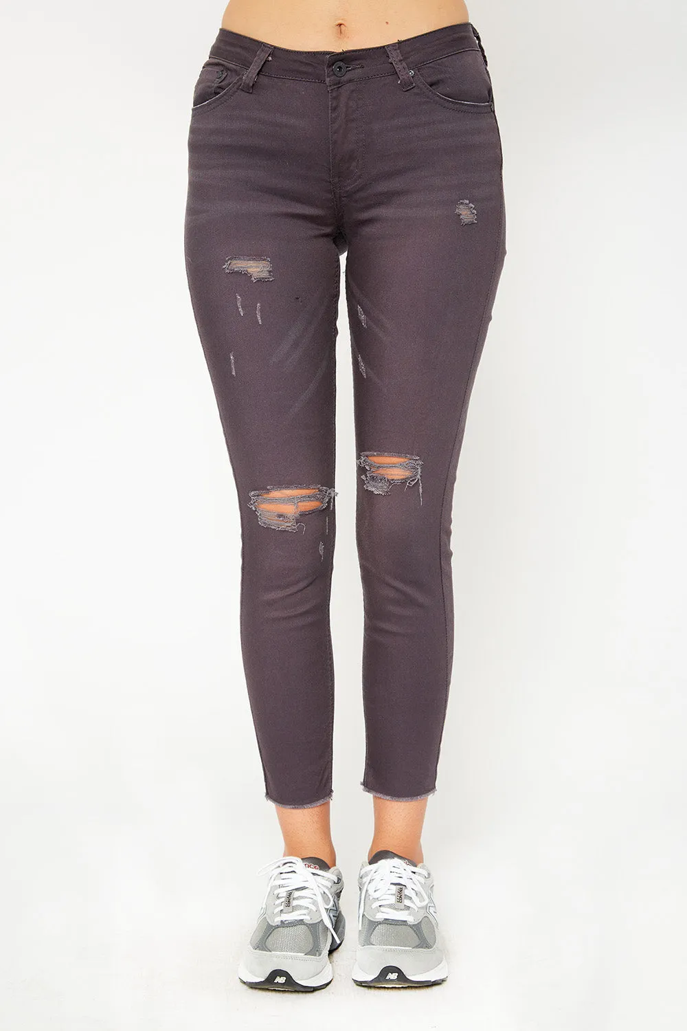 Low-rise charcoal skinny pants