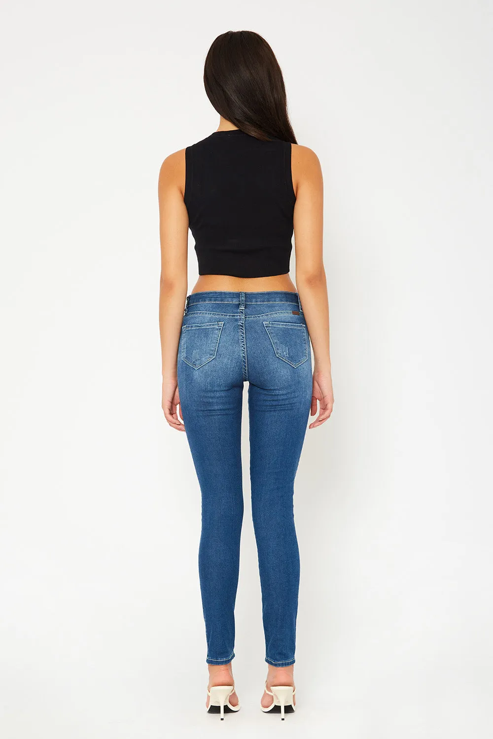 Low rise skinny pants in dark blue