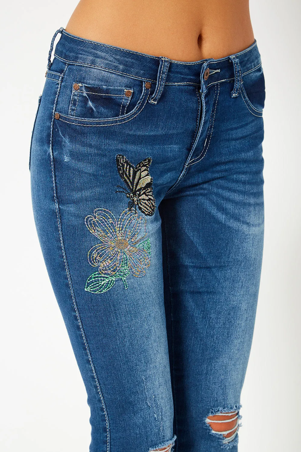 Low rise skinny pants in dark blue