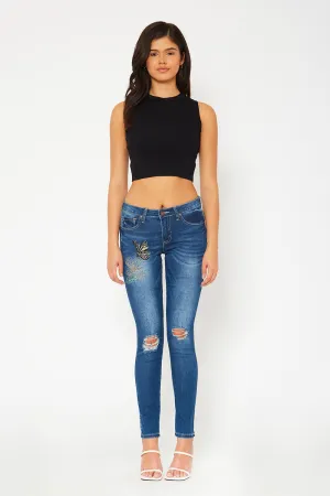 Low rise skinny pants in dark blue