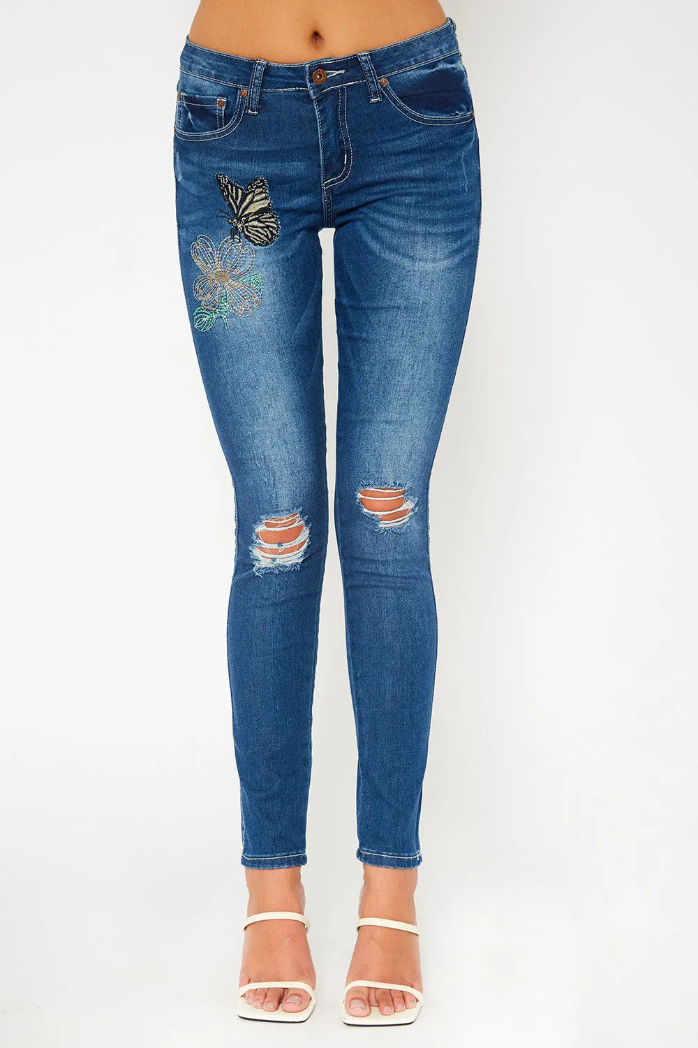 Low rise skinny pants in dark blue