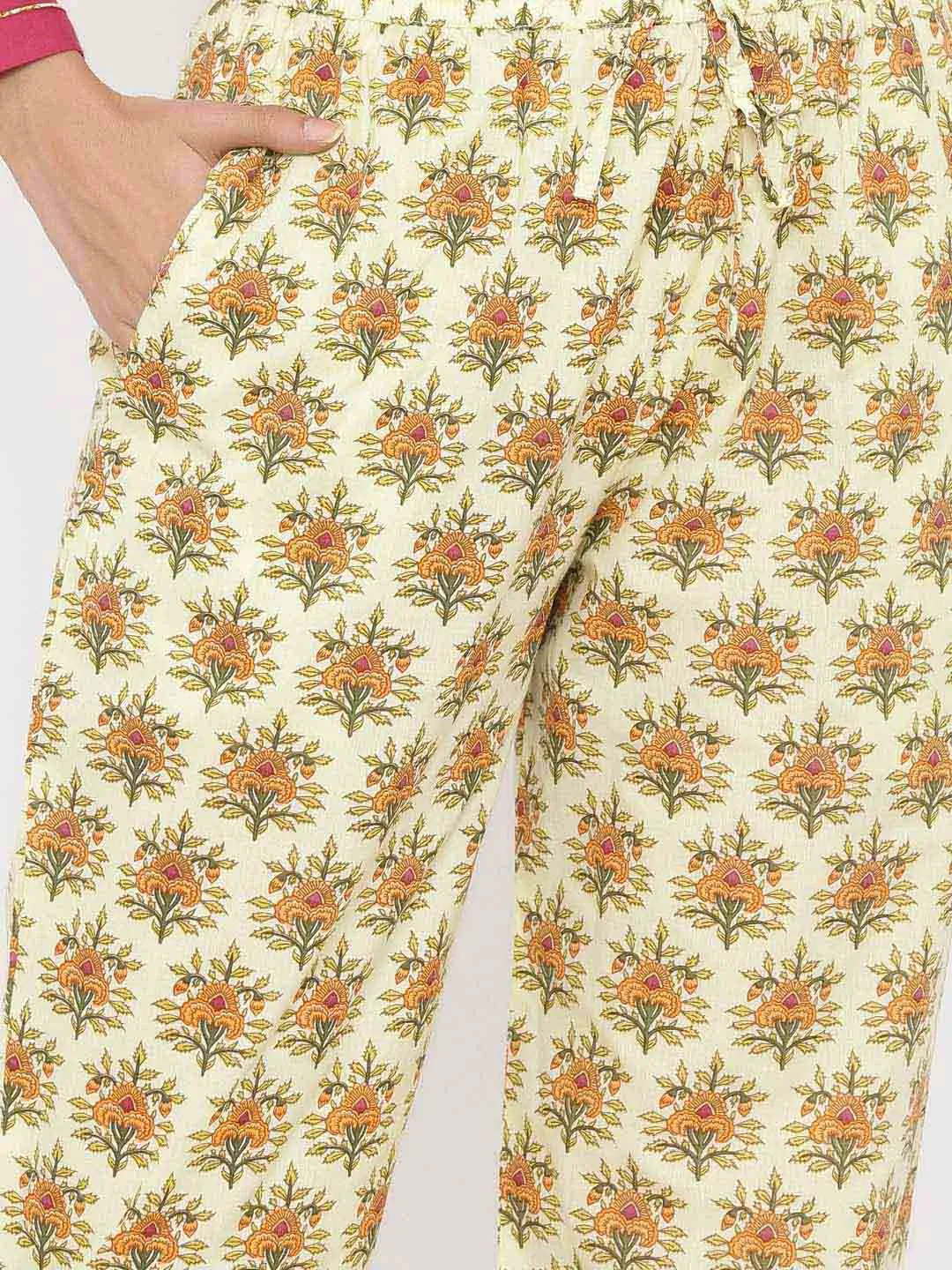Magenta Ethnic Print Cotton Night Suit