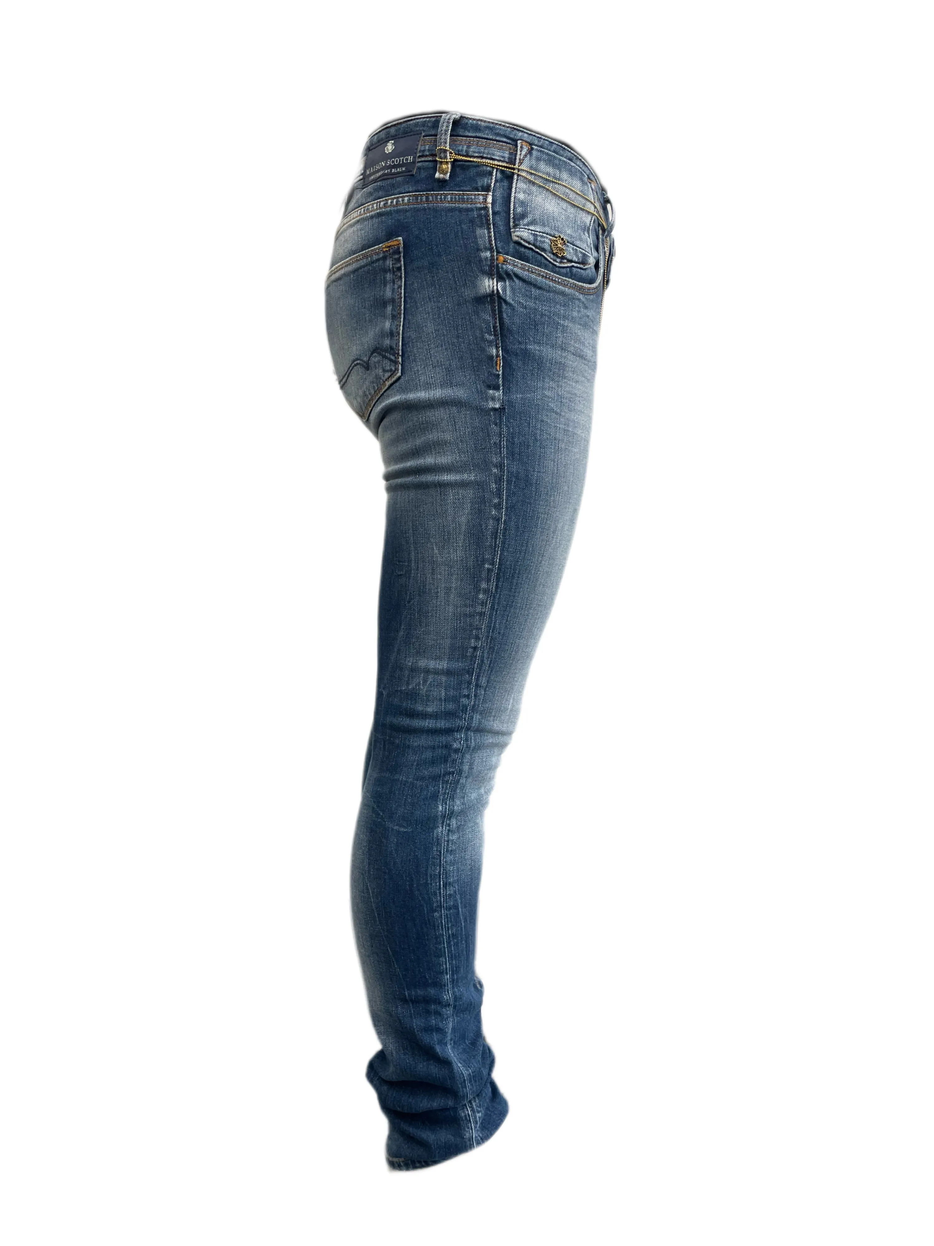 MAISON SCOTCH Women's Blue Low Rise Straight Leg Jeans #716 NWT