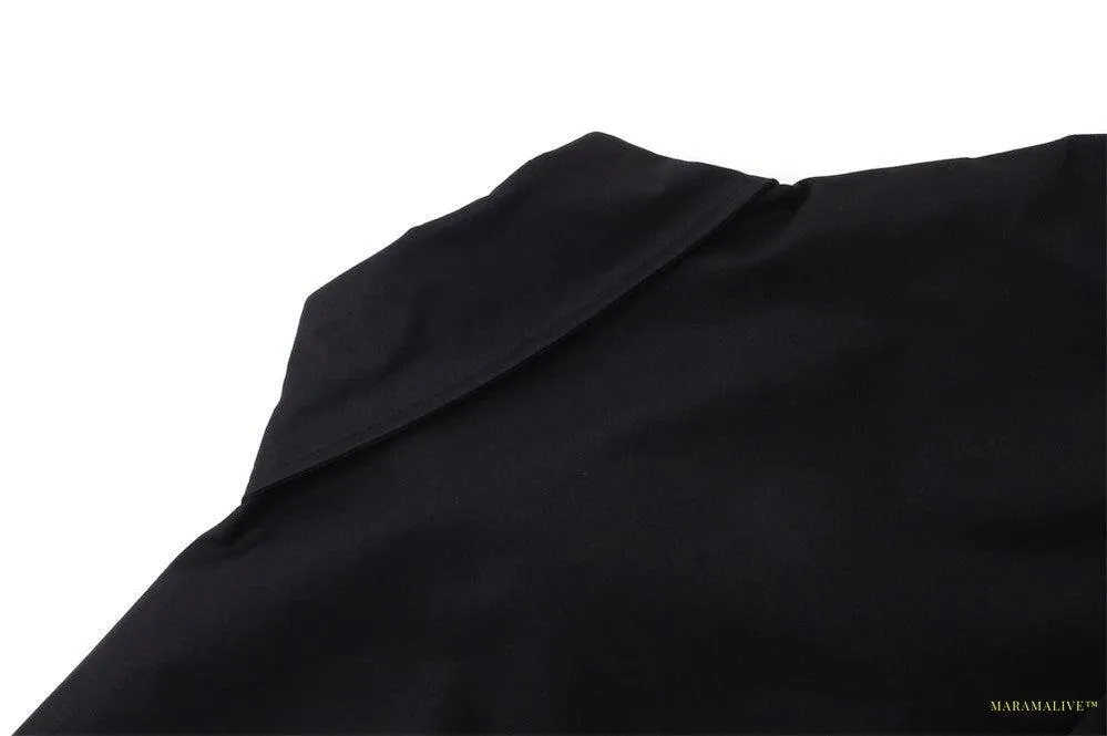 Maramalive™ Goth Loose Long-sleeved Shirt Men's Ribbon Pocket Lapels Top